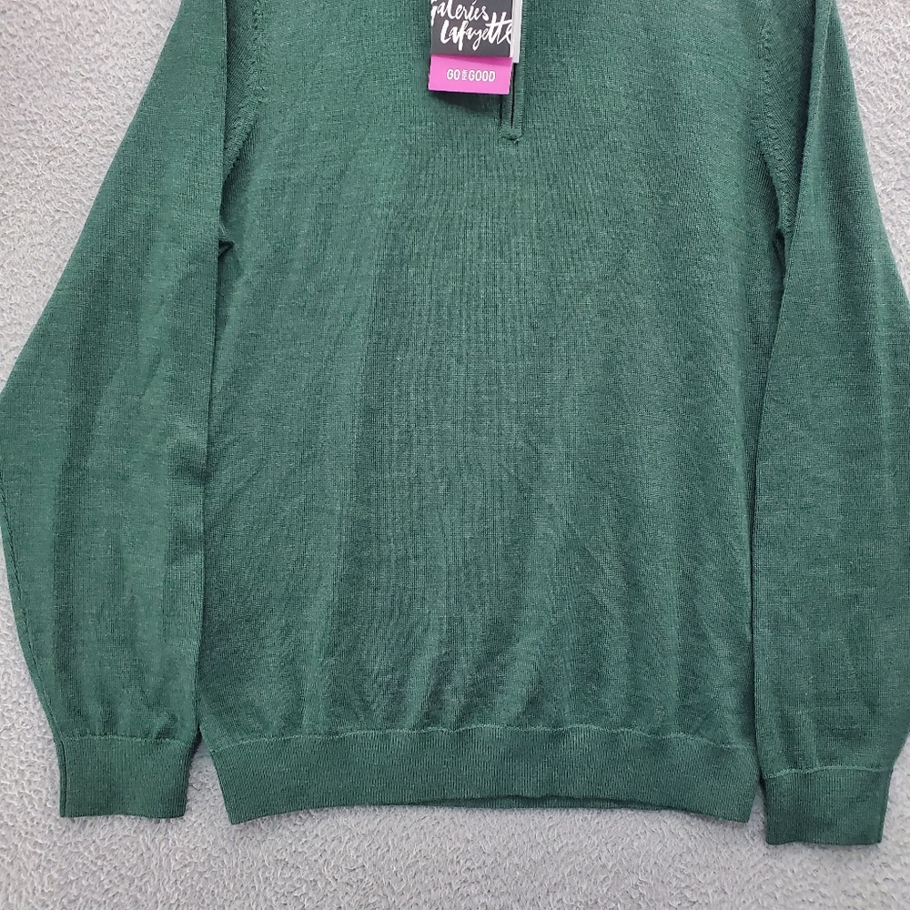 Galeries Lafayette Merino Wool Sweater Mens Size Xl Green 1/4 Zip Nwt — image 7 of 8